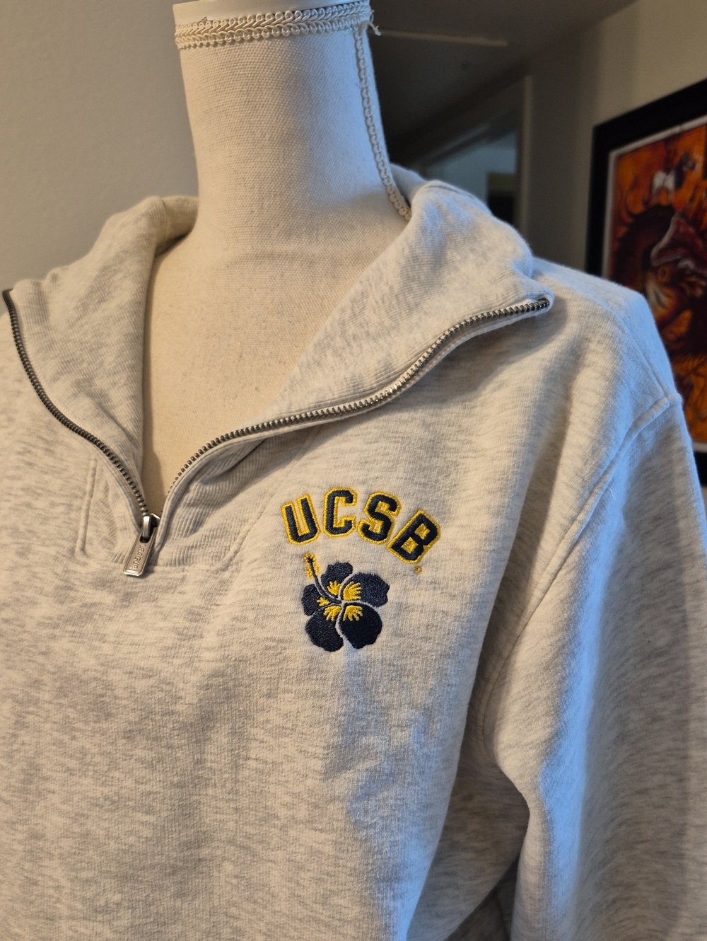 League 91 Gray Recycled Material UCSB Pullover Sweater - Picture 2 of 12